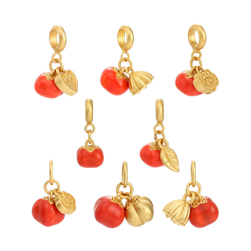 柿柿如意吊坠古法老沙金小柿子吊坠莲蓬如意叶子diy手工配件串珠,淘宝优惠券,粉丝福利购,淘宝优惠卷