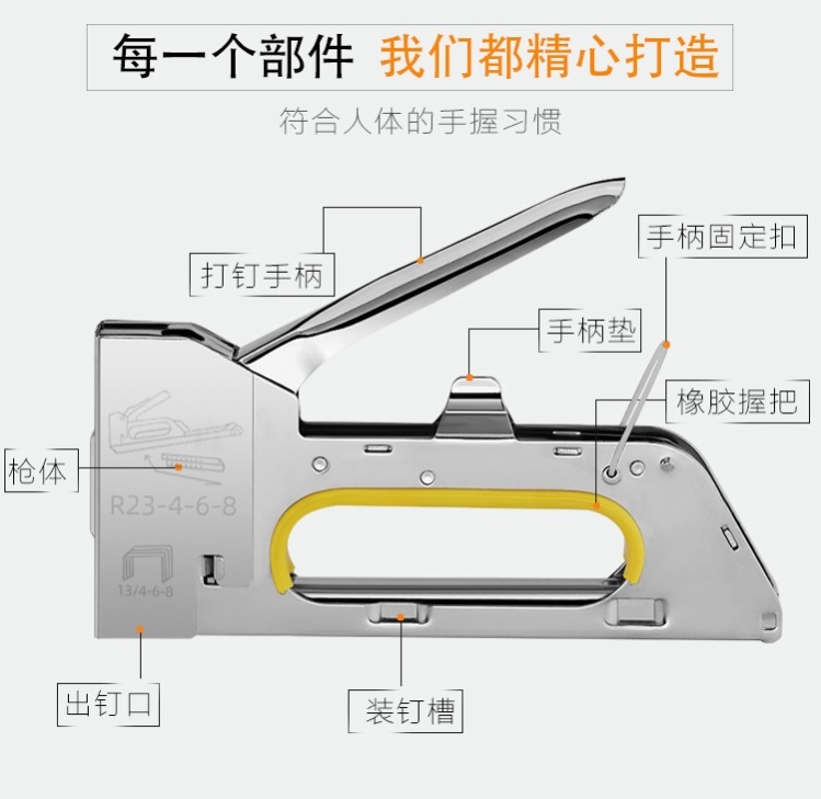 固定线路打丁机广告牌木箱门型钉手动码钉枪舞台地毯订书机1008F - 图0