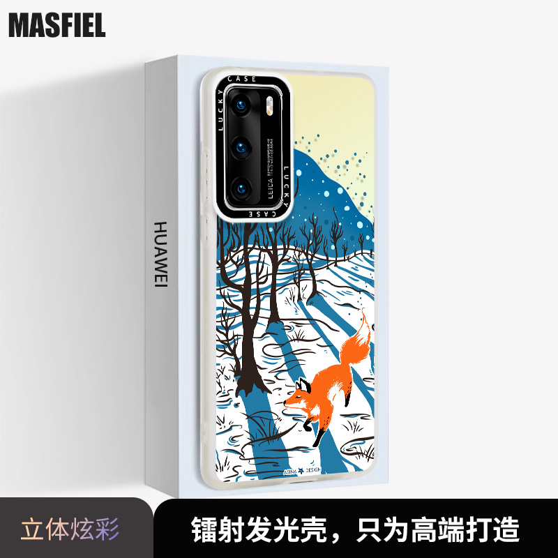 MASFIEL × 大雪地适用华为p40手机壳荣耀80Pro保护套镭射磁吸p40pro可爱por新款全包防摔网红爆款卡通2023女 - 图0