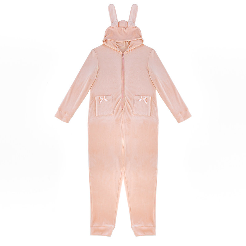 情侣睡衣卡通兔耳朵连体男士海岛绒 岚枳睡衣/家居服套装