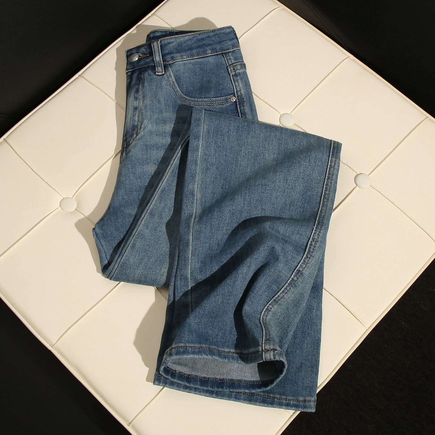 窄版阔腿牛仔裤女秋季2025新款高腰显瘦垂感小个子宽松直筒拖地裤,淘宝优惠券,粉丝福利购,淘宝优惠卷