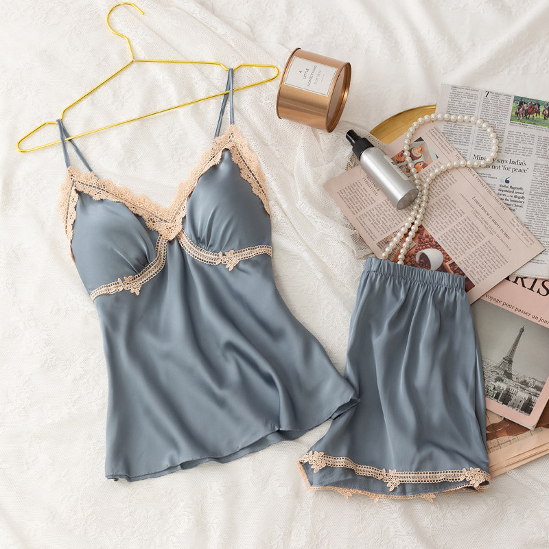 冰丝夏季吊带短裤套装性感蕾丝睡衣 瑞梦朵睡衣/家居服套装