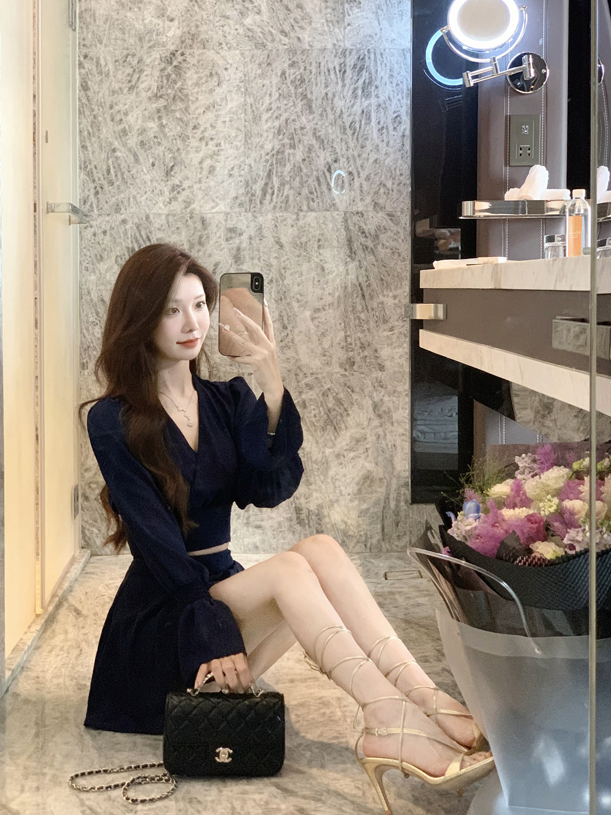 JustQin【蓝部少女】纯欲套装女夏高级感气质雪纺上衣半裙两件套,淘宝优惠券,粉丝福利购,淘宝优惠卷