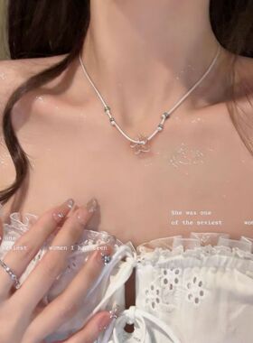 日韩新款甜美镂空琉璃花朵花瓣蜡绳结项链女森系小清新锁骨链