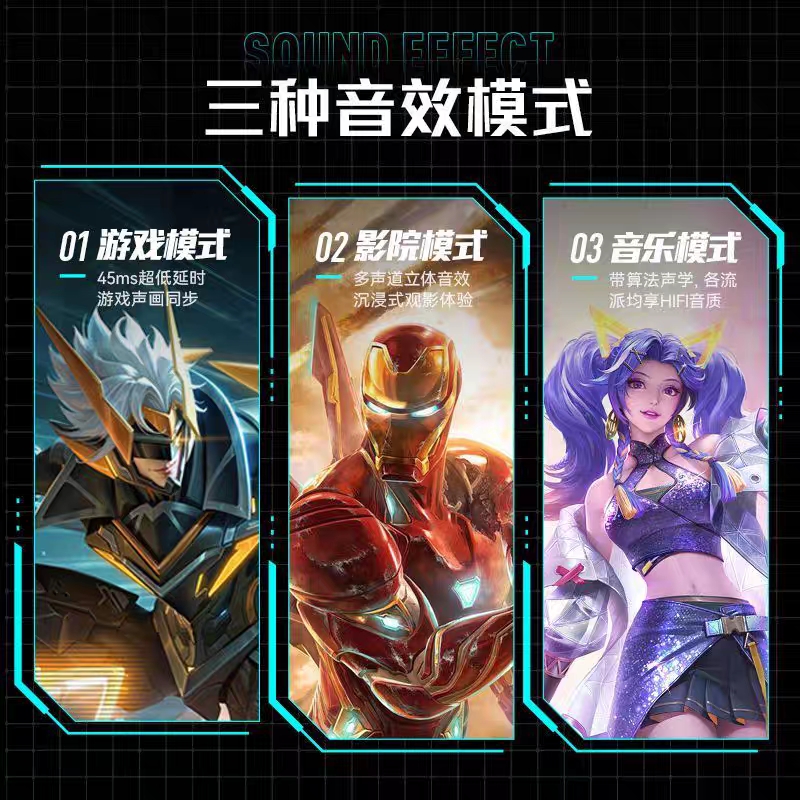 低延迟电竞蓝牙耳机打游戏专用无线吃鸡听声辩位苹果安卓vivo通用 - 图2