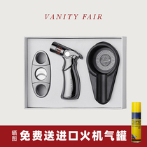 VANITY FAIR cigar Scissors Windproof Lighter Ashtrays Three Tools Suit Professional Snow Eggplant