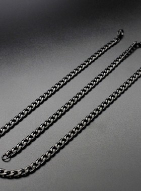 欧美古巴链不锈钢黑色nk链钛钢金色真空电镀男士项链厂家一件新款