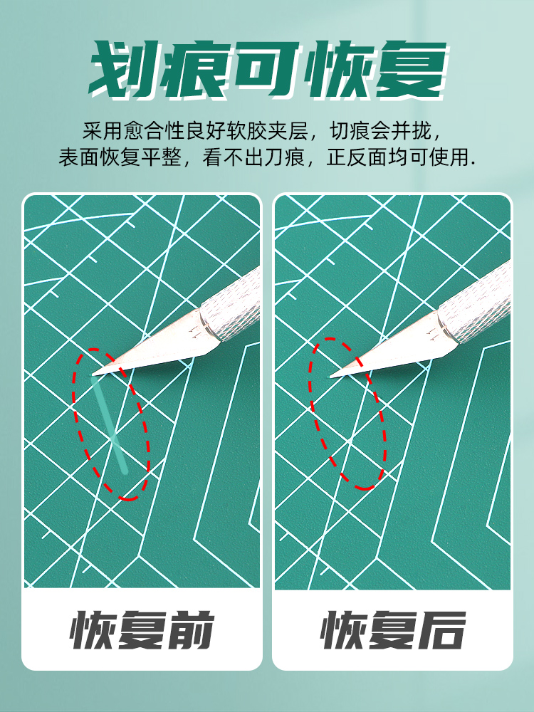 图绘通加厚切割垫板a3手工垫板大号A2高密度塑料切割板手账橡皮泥板写字刻板垫板美术绘画学生用A4裁纸软桌垫-图1