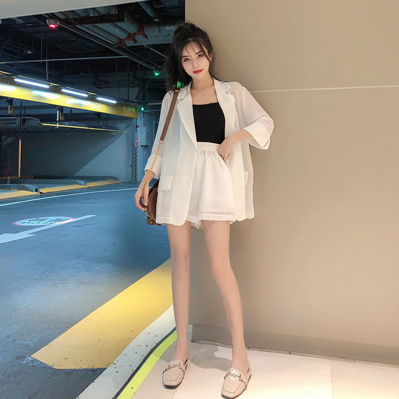 小香风西装套装女夏洋气2020新防晒 姊衫时尚套装