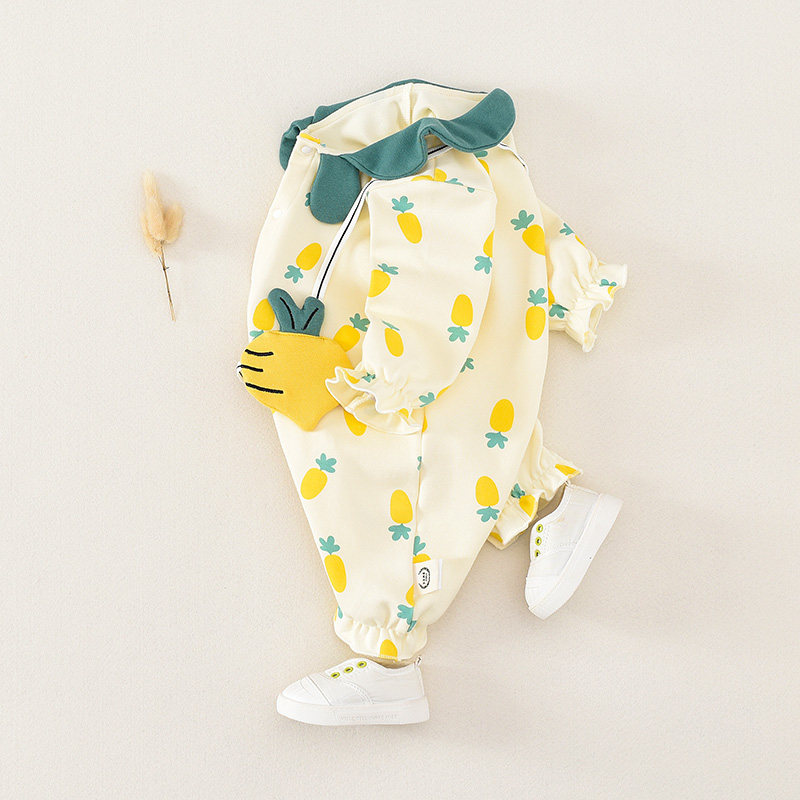 婴儿衣服夏装女宝宝短袖纯棉哈衣 米藤连身衣/爬服/哈衣