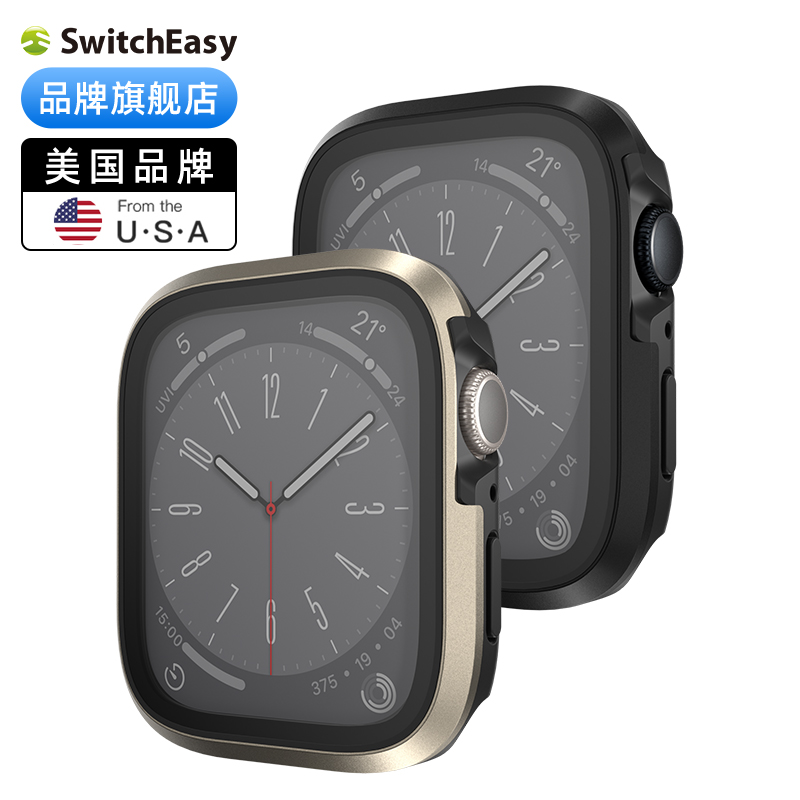 switcheasy适用2023苹果Apple Watch Series9高清膜壳一体手表壳ultra1/2全包防摔iwatch8/7保护套41/45/49mm - 图0