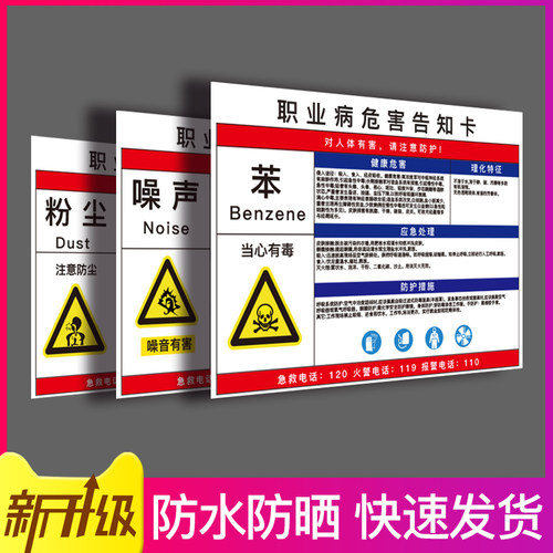 职业病危害告知卡岗位风险因素粉尘安全风险点告知牌定制健康危险源噪声施工故障受限有限空间标识警示牌贴纸 - 图3