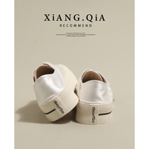 Chancian ear language Eryu ~ thick bottom 100 Lap Canvas Small White Shoes Woman Two Wear Casual Exploits Advanced Sensory Board Shoes