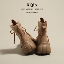 Chancia Golden Wheat Fields ~ Tooling Inside Heightening Martin Boots Womens Thick Bottom Retro Fashion 100 Hitch Western Short Boots