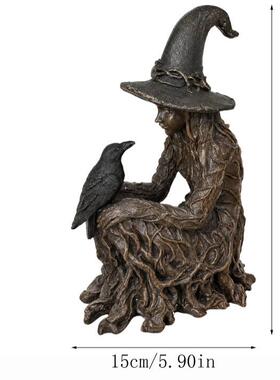 Halloween Witch Resin Statue Home Ornament 女巫树脂雕像摆件