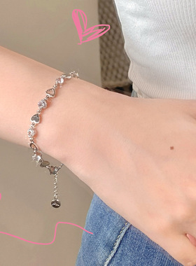 Sweet heart zircon bracelet女生ins小众心形手链