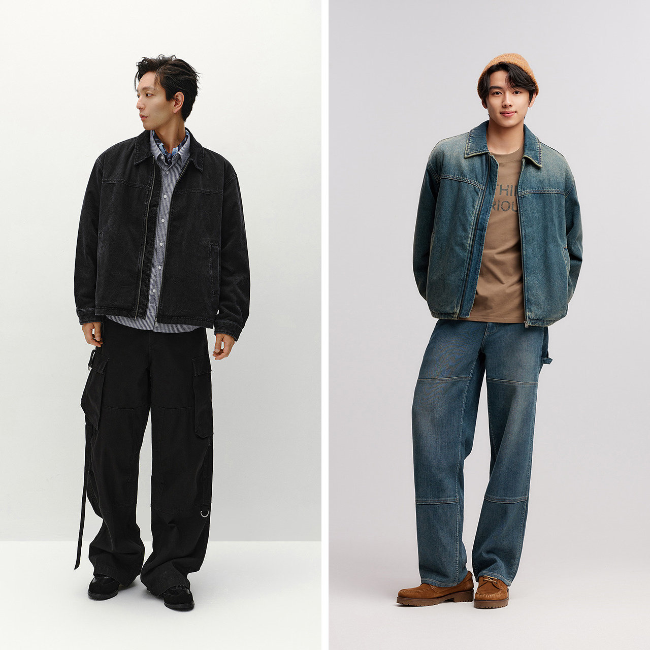 森马夹克男冬宽松痞帅美式复古水洗牛仔外套时尚百搭棉服拉链开衫,淘宝优惠券,粉丝福利购,淘宝优惠卷