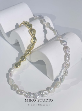 天然珍珠项链米扣mikokeshi