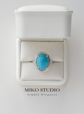 冬季新款纯银戒指设计小众绿松石戒指女情侣对戒轻奢高级母亲节礼