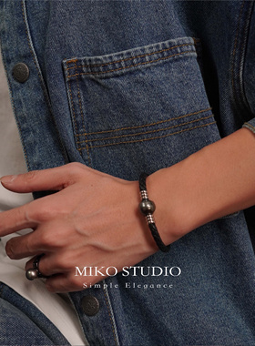 米扣miko意大利皮绳天然淡水手链
