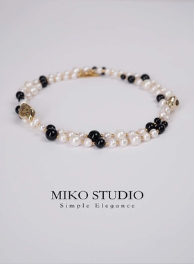 法式珍珠项链米扣miko小香风毛衣