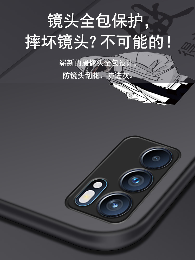 OPPOReno6pro手机壳6pro十男款潮牌reno6磨砂新款超薄硬壳防摔全包镜头个性简约创意女款Por网红ins风0PP0 - 图2