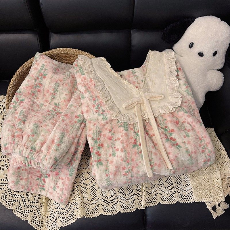 珊瑚绒睡衣女秋冬季加厚保暖设计感家居服甜美两件套装,淘宝优惠券,粉丝福利购,淘宝优惠卷