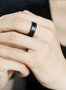 防静电戒指钨金太钢戒指高级黑科技霸气简约环百搭个性防静电戒指