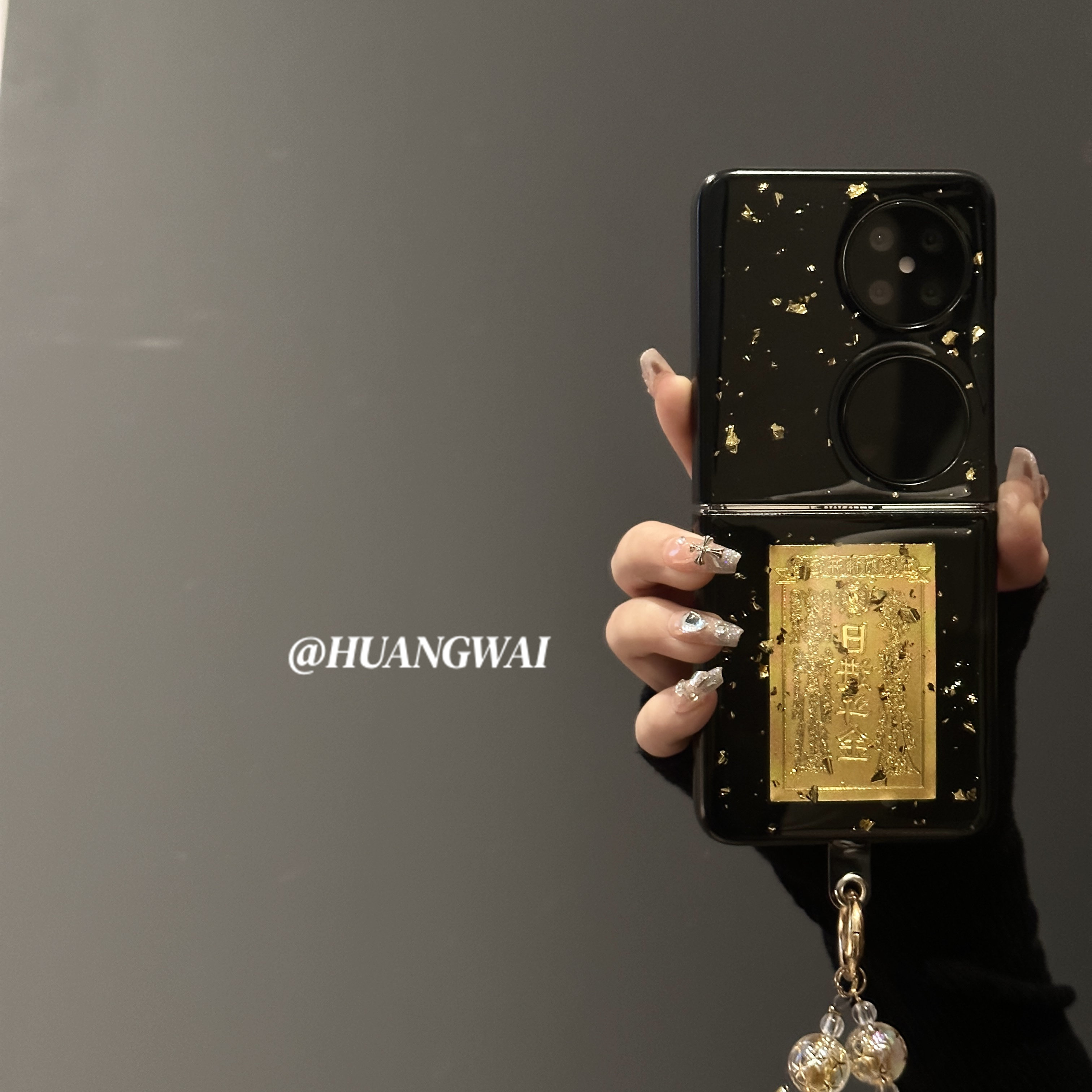 透明滴胶国潮金箔日进斗金适用小米mixflip华为pocket2折叠屏手机壳p50pocket女三星Galaxyzflip5/6全包链条,淘宝优惠券,粉丝福利购,淘宝优惠卷