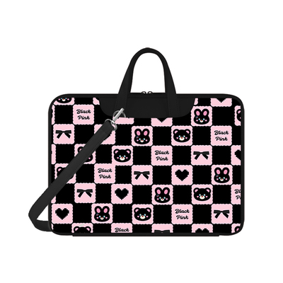 黑粉简约单肩防水面料斜挎电脑包