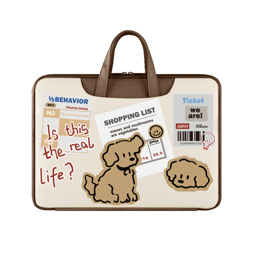 简约卡通电脑包14寸笔记本手提包女时尚ins适用于联想小新air15红米Pro13惠普星14华为16寸保护套可爱高级感 - 图3