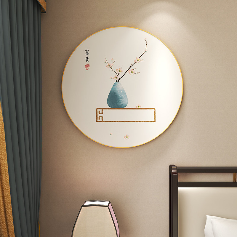 新中式圆形装饰画现代简约餐厅玄关走廊过道壁画客厅背景墙挂画