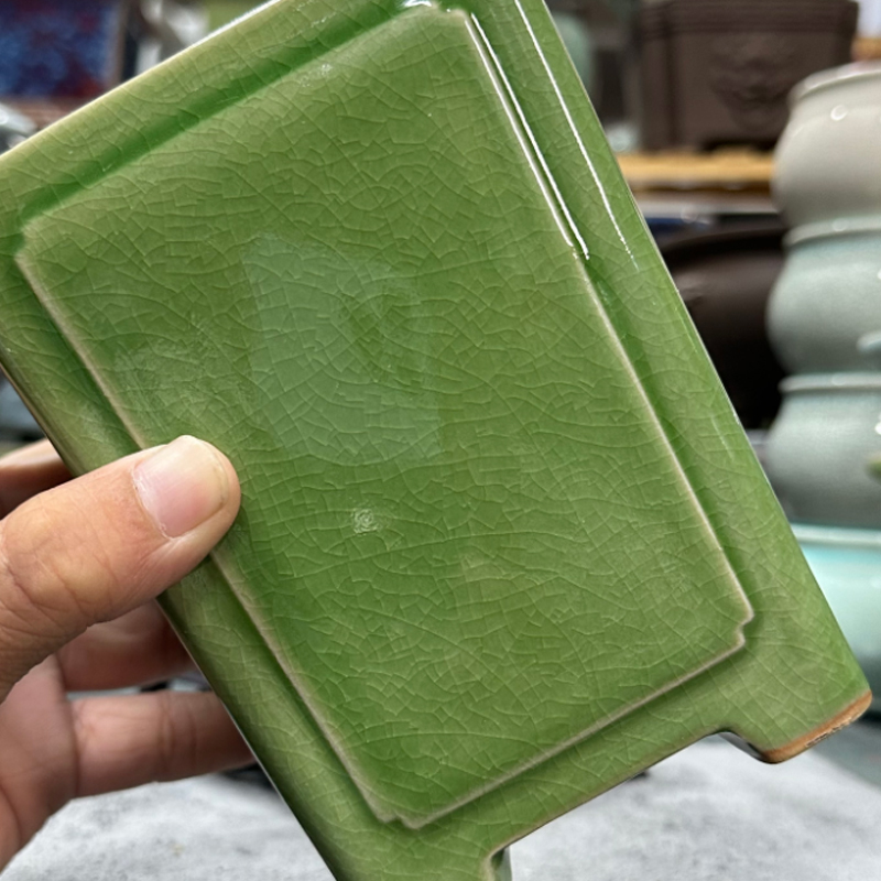 10.5*10.5*14cm陶瓷冰裂四方签筒悬崖高款飘枝兰花竹子专用花盆 - 图0