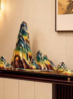 千里江山新中式摆件玄关高端装饰