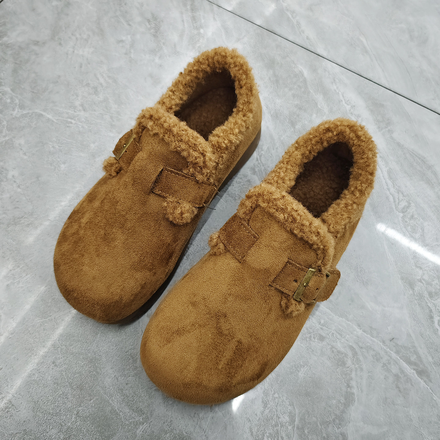 加绒加厚棉鞋女款冬季外穿保暖一脚蹬豆豆鞋防滑平底毛毛鞋孕妇鞋,淘宝优惠券,粉丝福利购,淘宝优惠卷