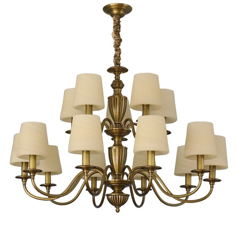 美式古铜色别墅挑高双层客厅灯具简约现代排屋大气玻璃罩全铜吊灯,淘宝优惠券,粉丝福利购,淘宝优惠卷