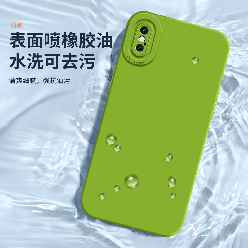 适用iphonexsmax手机壳新款苹果xr天使眼直边液态x/xs硅胶保护套全包纯色软壳简约情侣超薄高级 - 图2