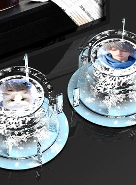 谷美亚克力吧唧托旋转炫酷立牌镭射工艺新品