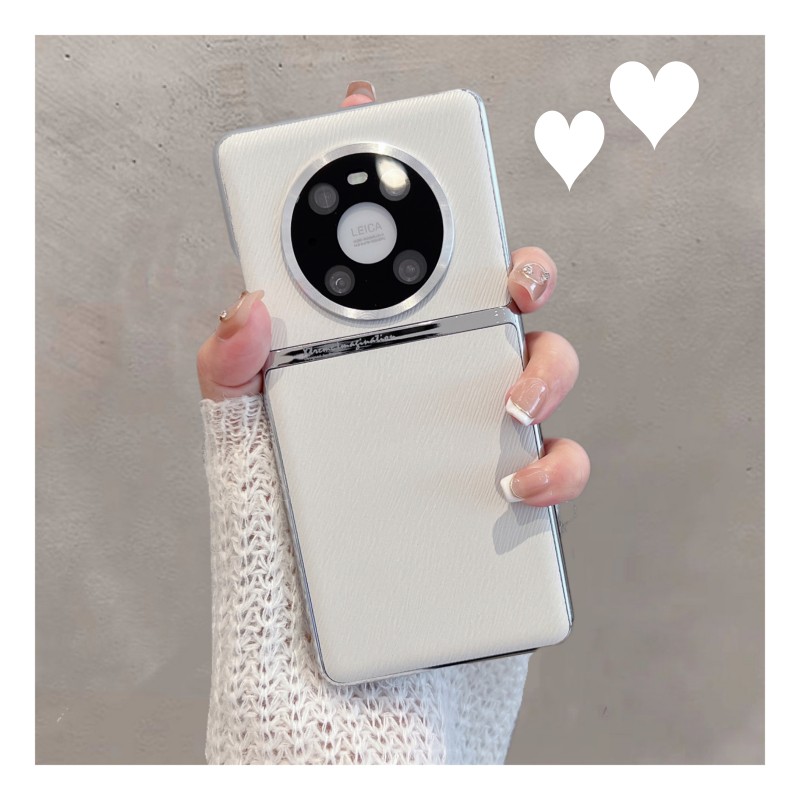 适用于华为mate40手机壳mata40pro新款mete40e鼎桥m40por纯色mt4o简约meta40p皮纹epro女高级感全包镜头meite - 图0