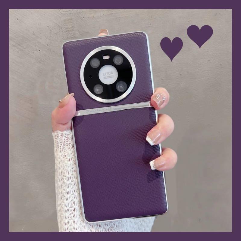 适用于华为mate40手机壳mata40pro新款mete40e鼎桥m40por纯色mt4o简约meta40p皮纹epro女高级感全包镜头meite - 图1
