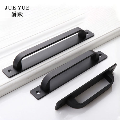 推拉门免打孔拉手把手铝合金木门厨柜玻璃厨房明装移门柜门手柄 - 图0