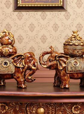 入户门鞋柜上的摆件欧式招财大象一对创意客厅玄关电视柜酒柜工艺
