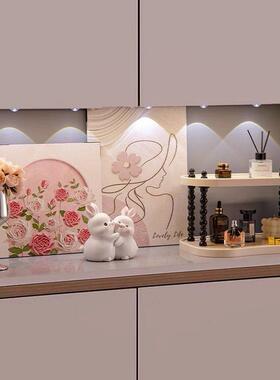 电视柜台面摆件画静享花开风ins风奶油装饰客厅摆画卧室床头柜装