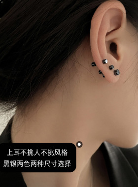 999纯银双头哑铃耳钉精致小巧