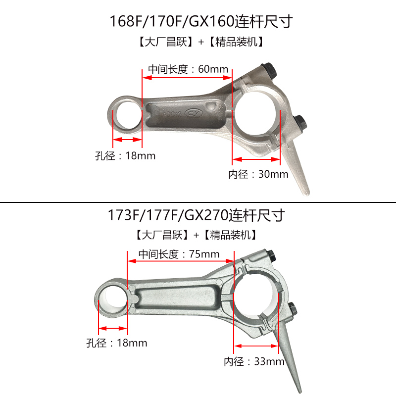 汽油发电机2-8KW连杆水泵机微耕机152F168F170F177F188F190F连杆-图2