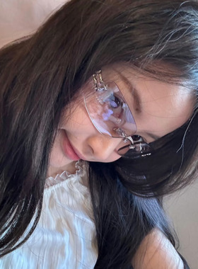 jennie同款无框墨镜女高级感星星水钻辣妹Y2K太阳眼镜复古千禧风