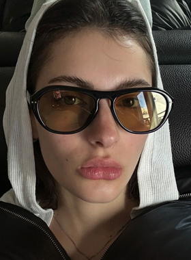 复古椭圆猫眼茶色墨镜女2025新款