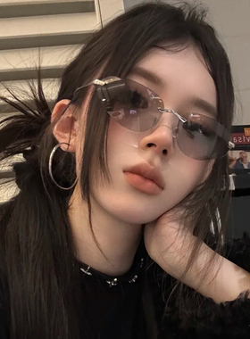 复古猫眼小框墨镜女2025新款高级感辣妹茶色y2k太阳眼镜防紫外线