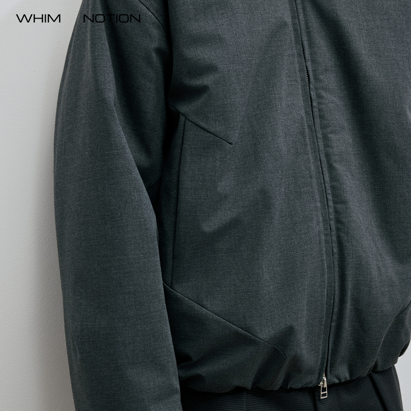 WHIMNOTION 25AW「立体分割结构」3M新雪丽羊毛混纺立领棉服夹克 - 图1