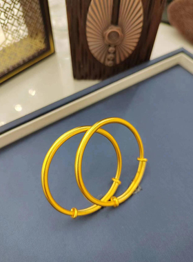 金包银宝宝手镯可来图定制古法磨砂满月推拉镯真金包银礼物